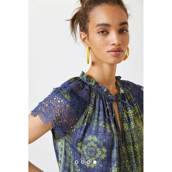 Anthropologie Current Air Bandana-Printed Top Size XXS - Picture 3 of 10